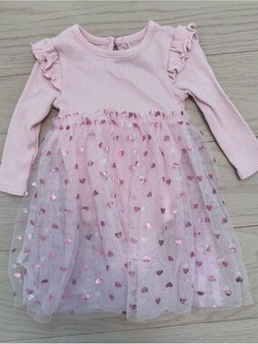 Madison Pink Long-Sleeve Tulle Heart Dress